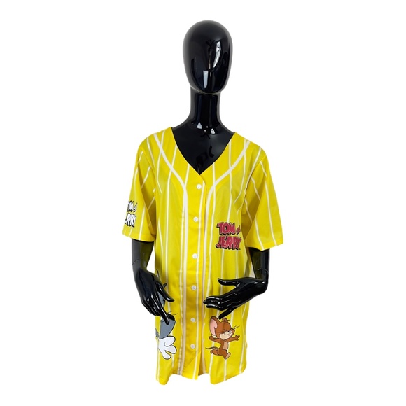 Tom And Jerry Yellow Gold Graphic Baseball Jersey Womens 3X - Picture 2 of 9